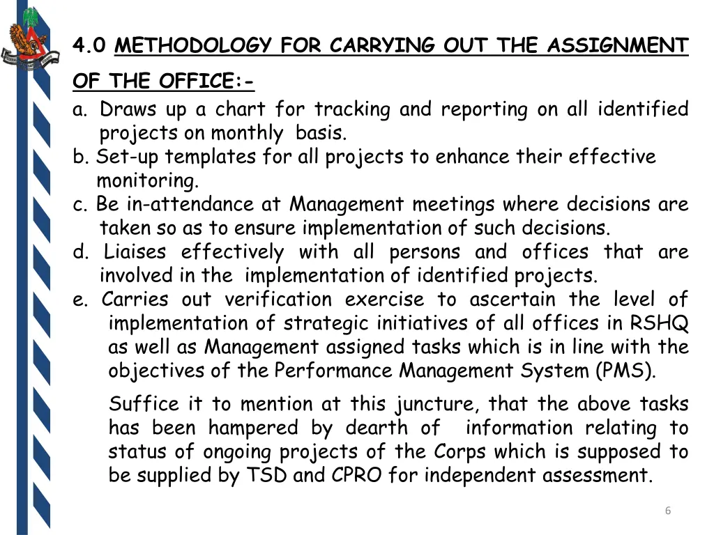 4 0 methodology for carrying out the assignment