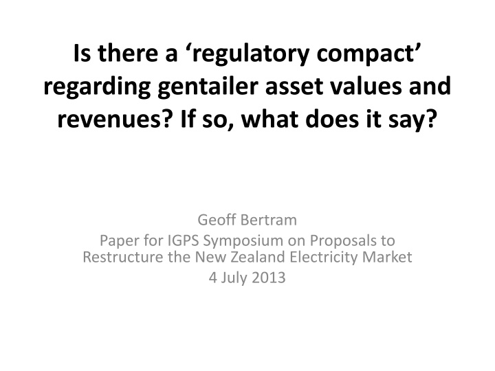 is there a regulatory compact regarding gentailer