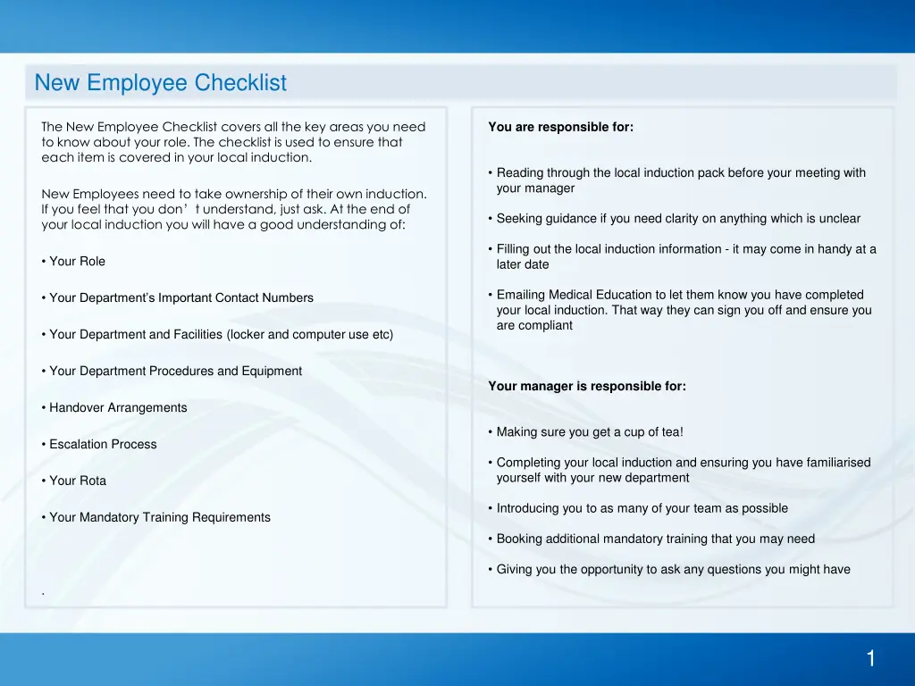 new employee checklist