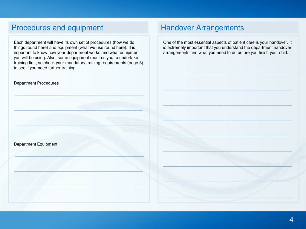 procedures and equipment