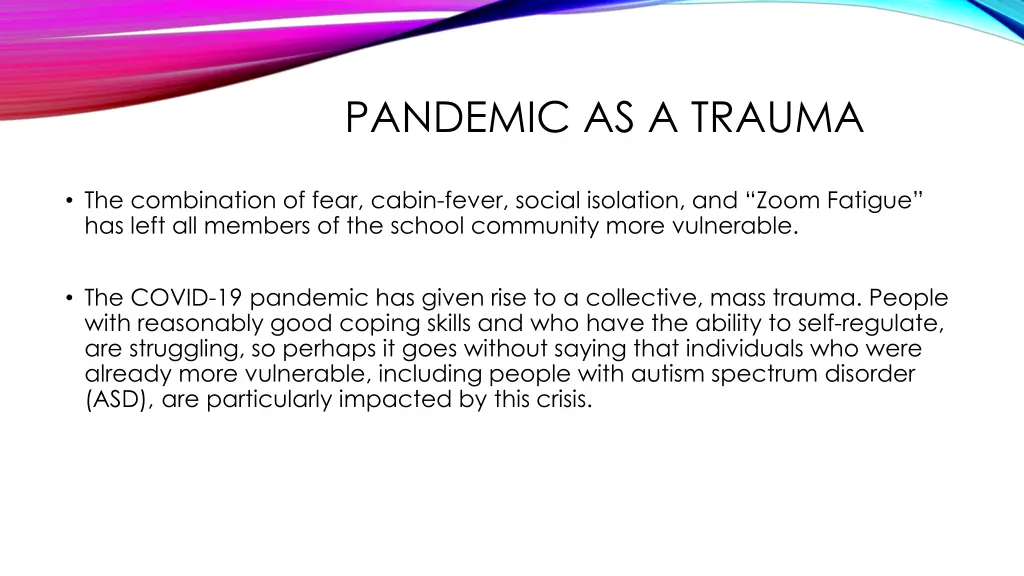 pandemic as a trauma