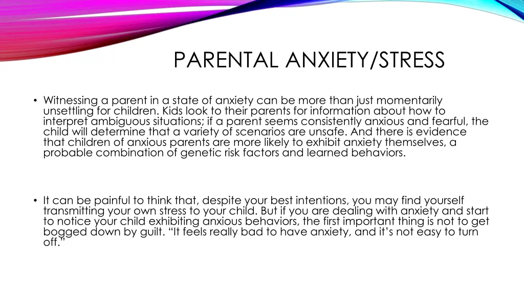 parental anxiety stress