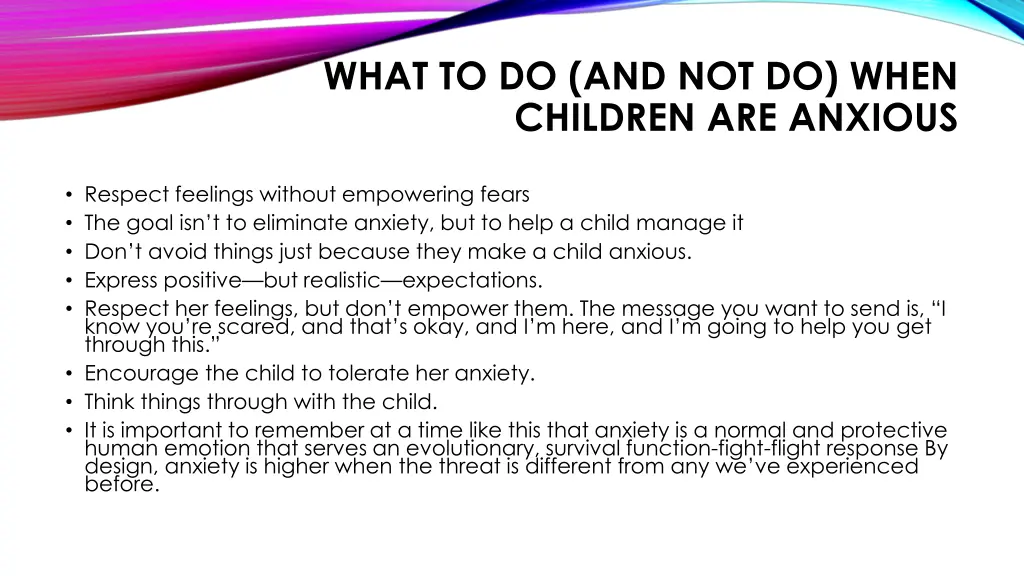 what to do and not do when children are anxious