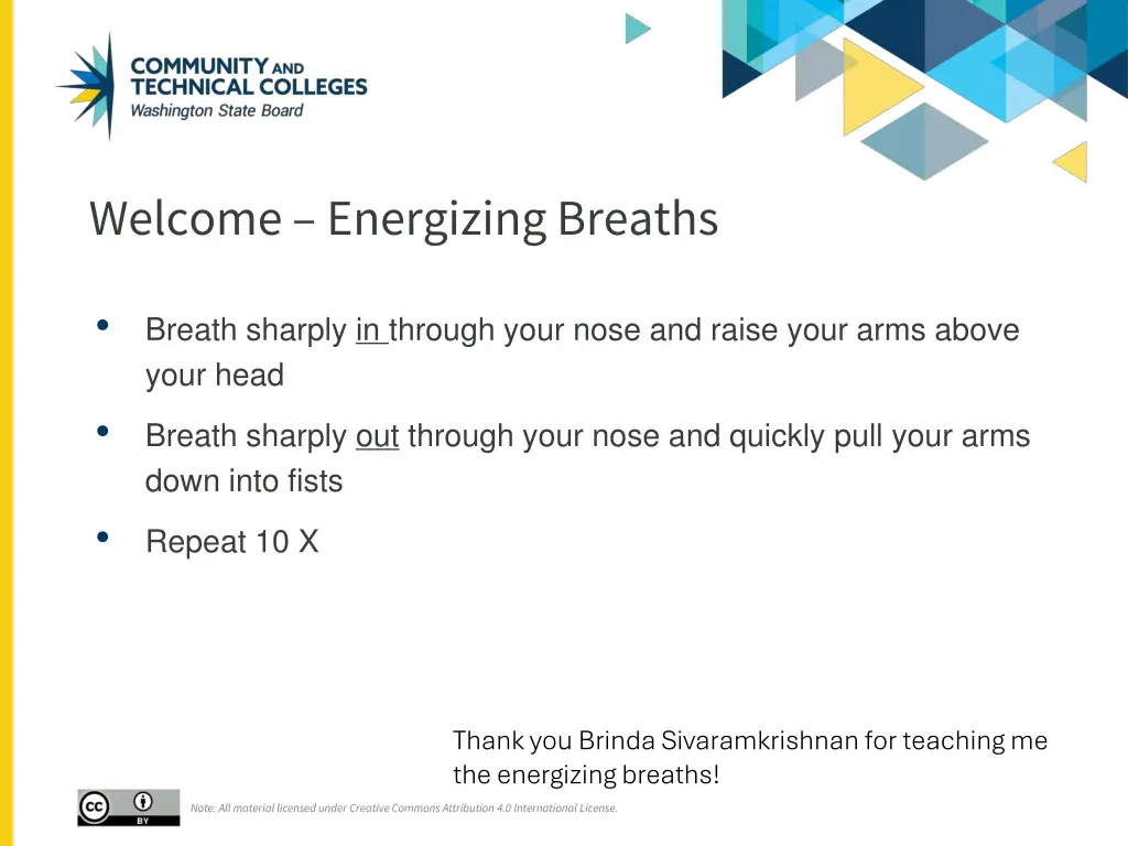 welcome energizing breaths