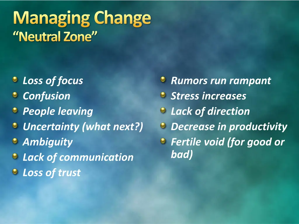 managing change neutral zone