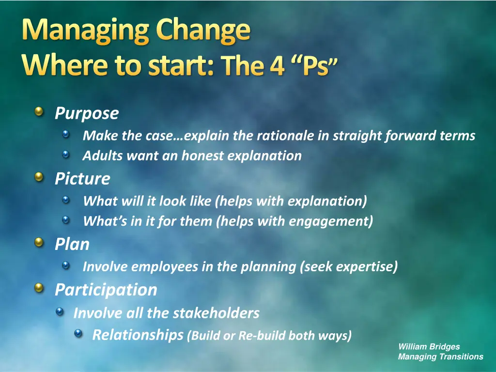 managing change where to start the 4 ps