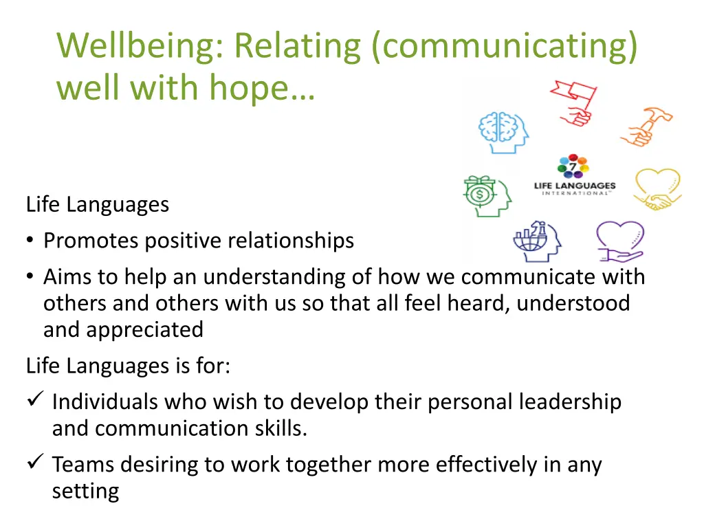 wellbeing relating communicating well with hope