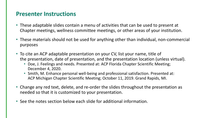 presenter instructions