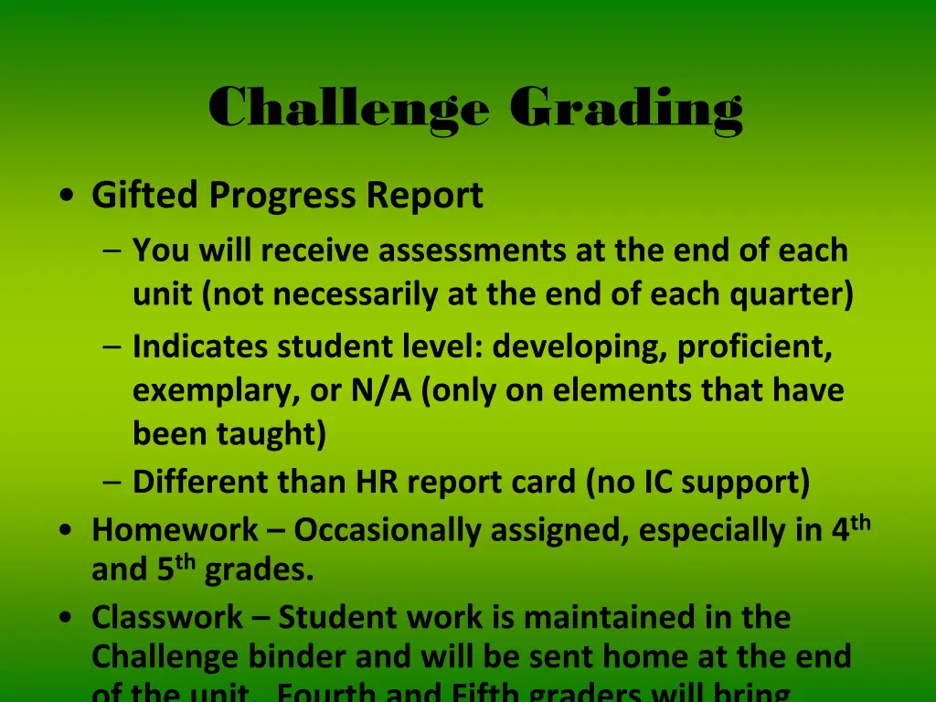 challenge grading