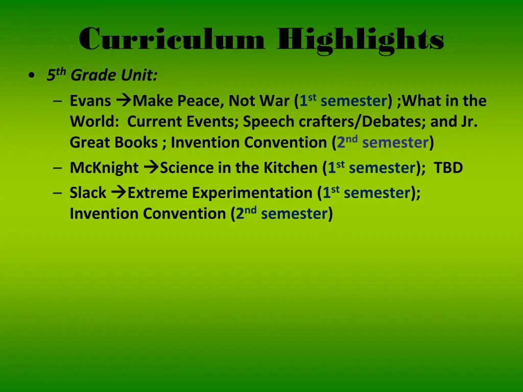 curriculum highlights 1