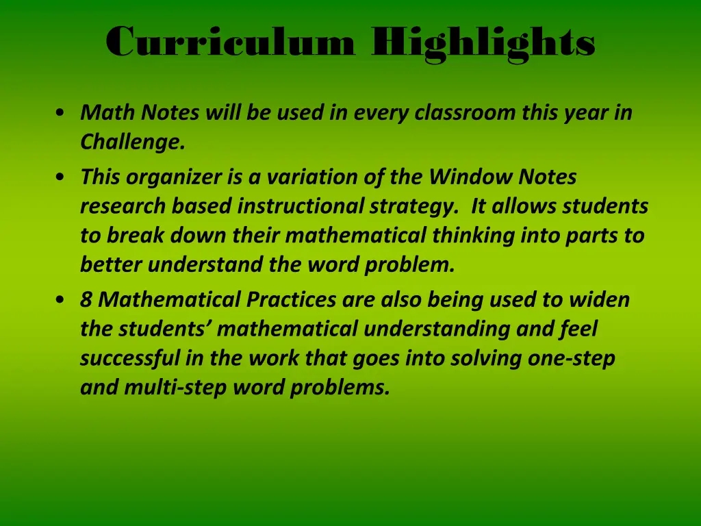 curriculum highlights 2