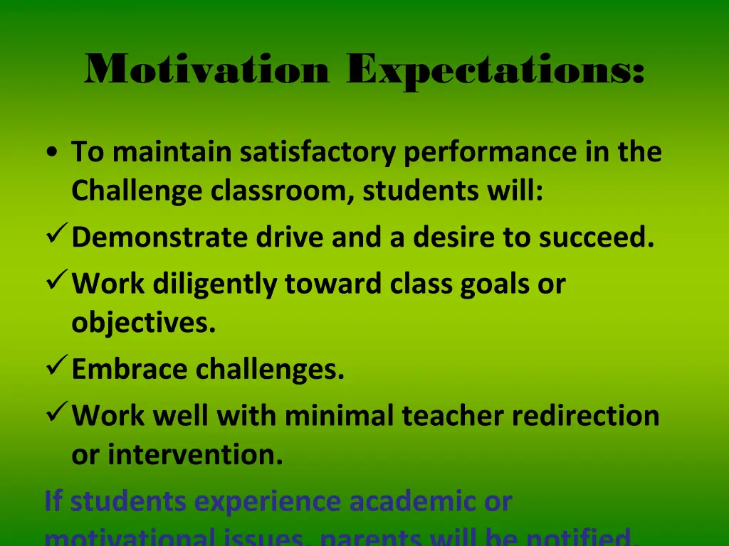 motivation expectations