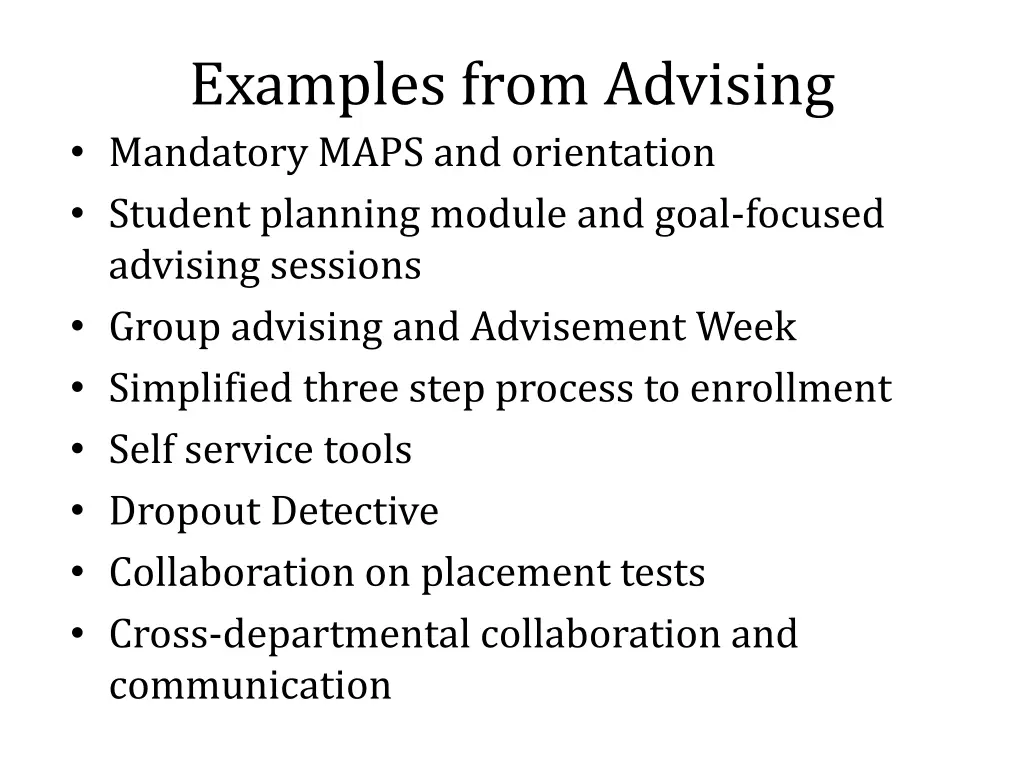 examples from advising mandatory maps