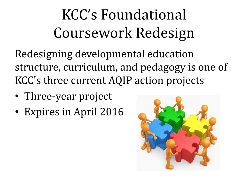 kcc s foundational coursework redesign