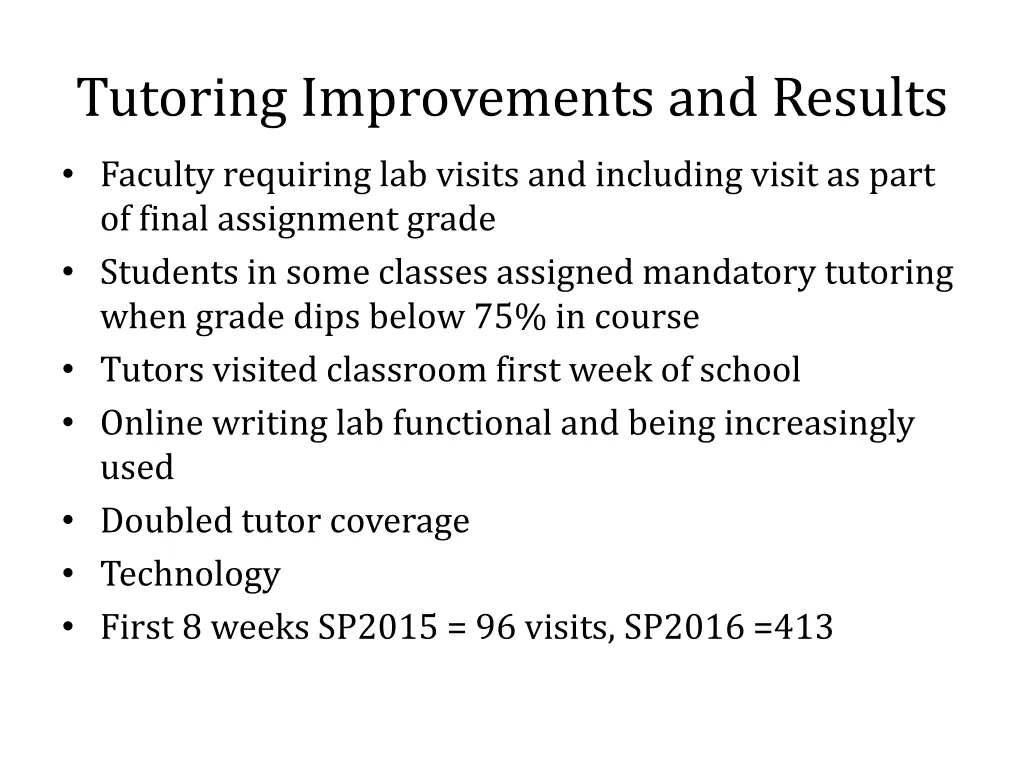 tutoring improvements and results