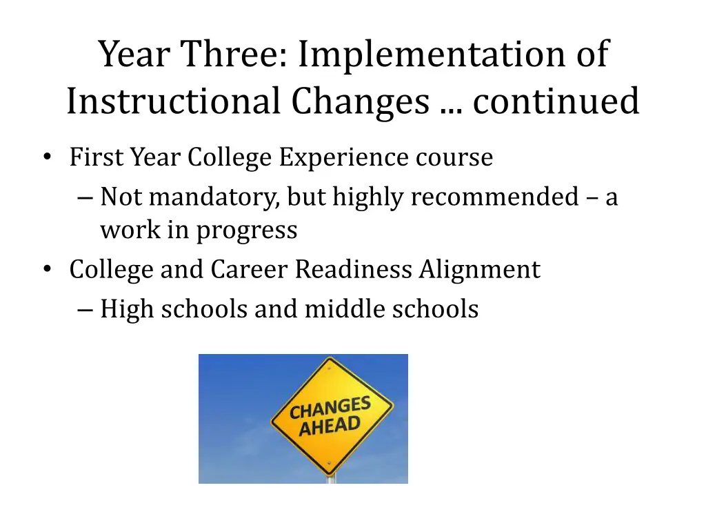 year three implementation of instructional