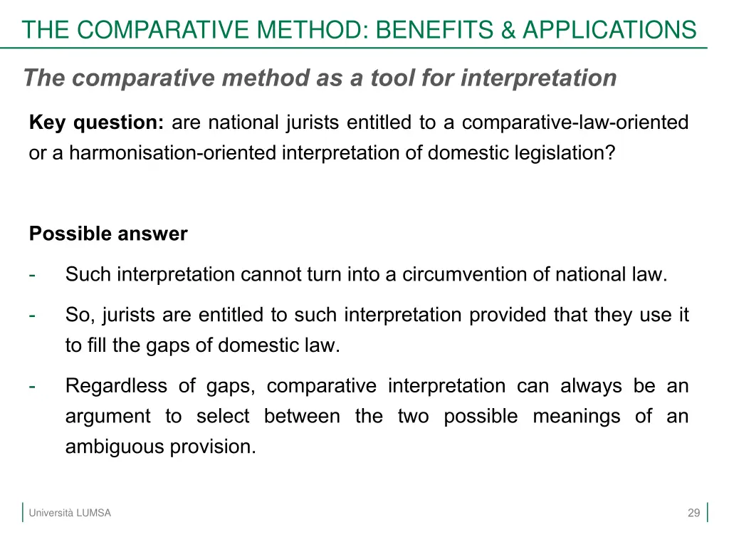 the comparative method benefits applications 1