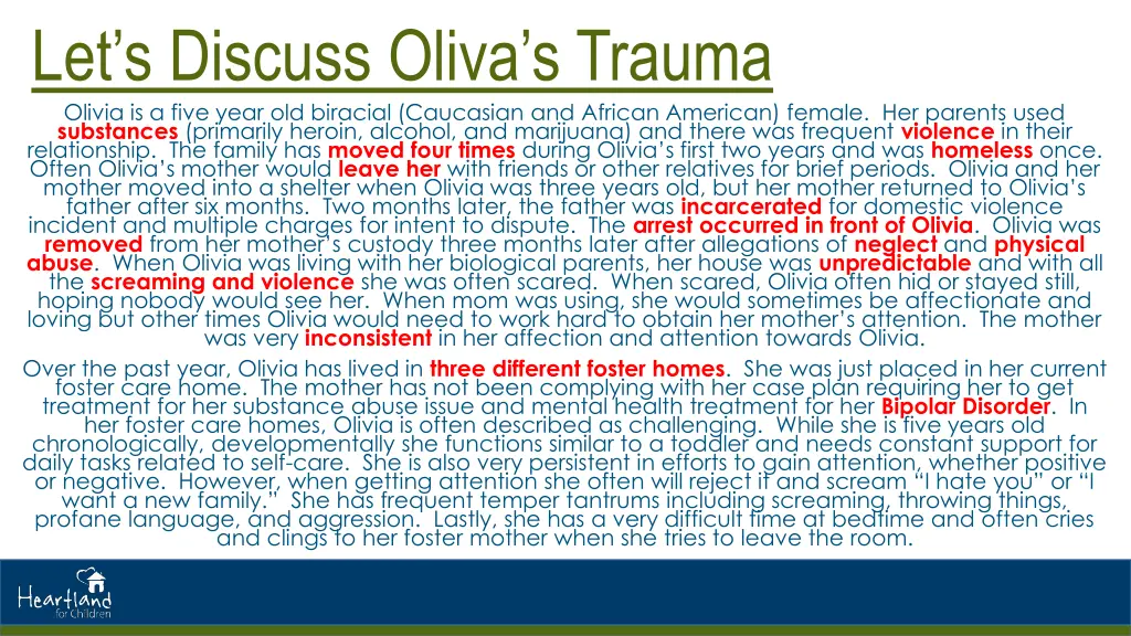 let s discuss oliva s trauma olivia is a five