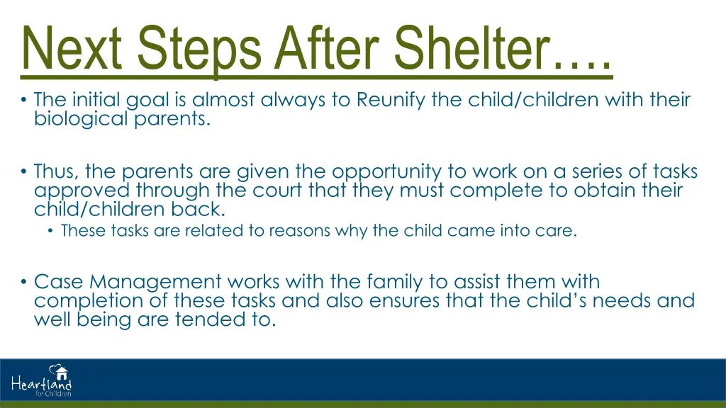 next steps after shelter the initial goal