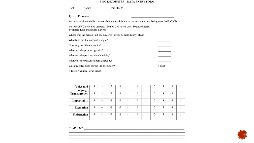 bwc encounter data entry form