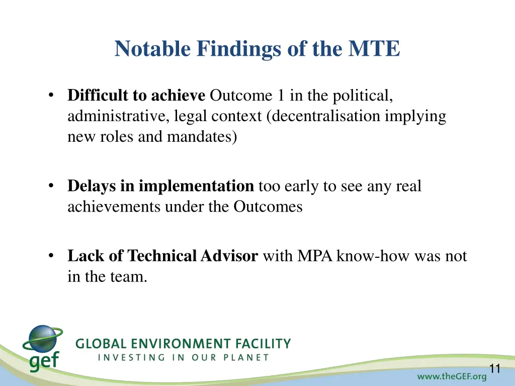 notable findings of the mte