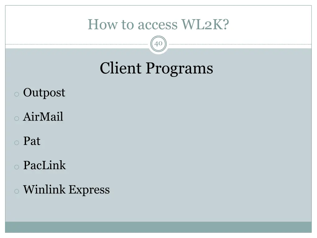 how to access wl2k 7