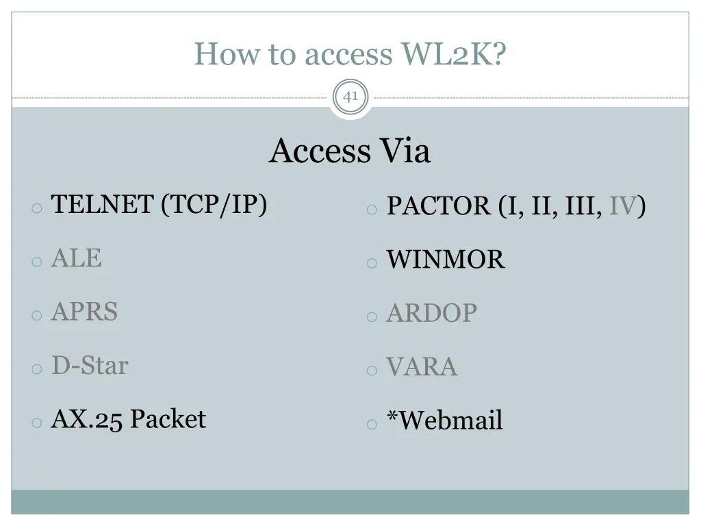 how to access wl2k 8