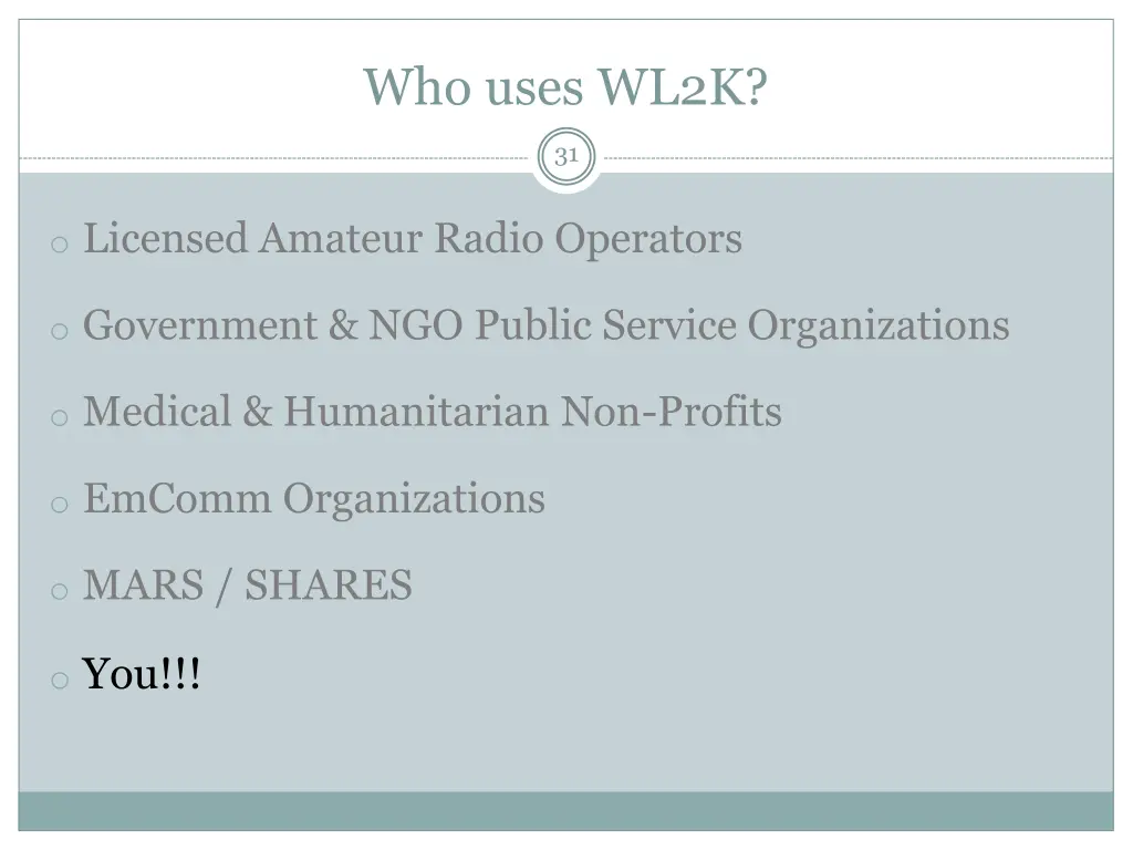 who uses wl2k 5