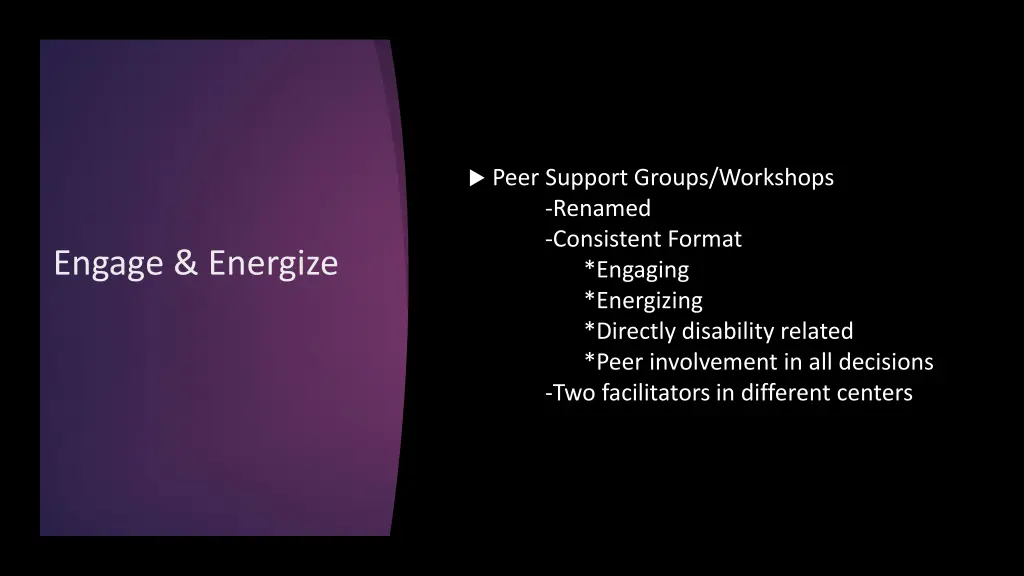 peer support groups workshops renamed consistent