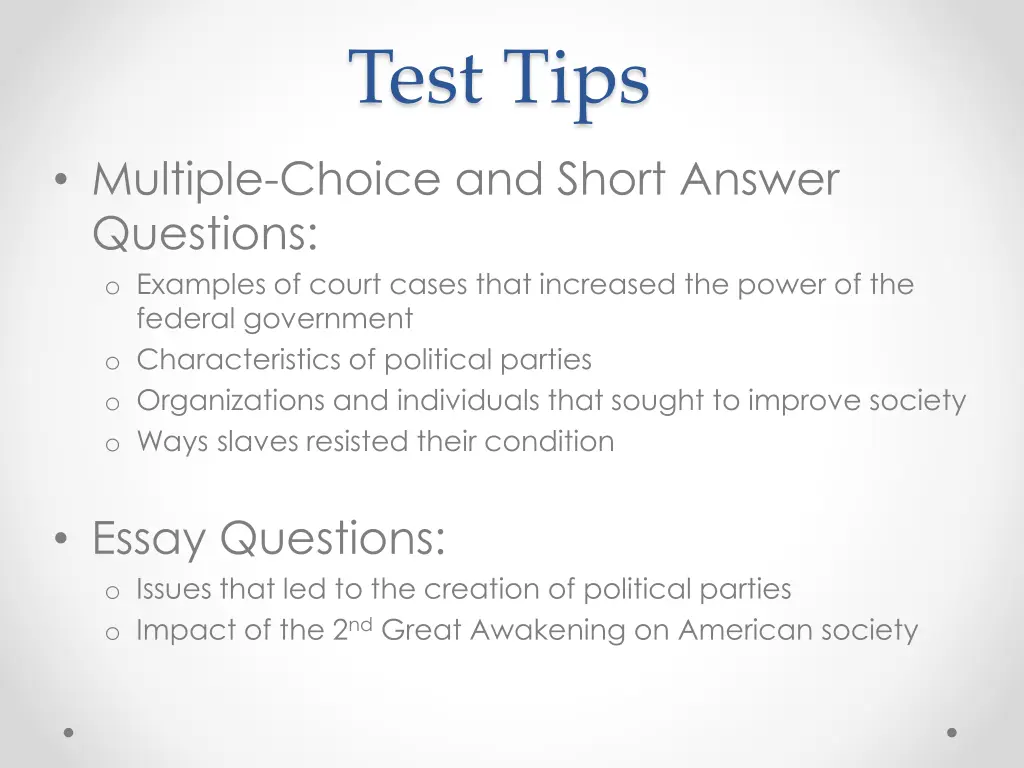 test tips