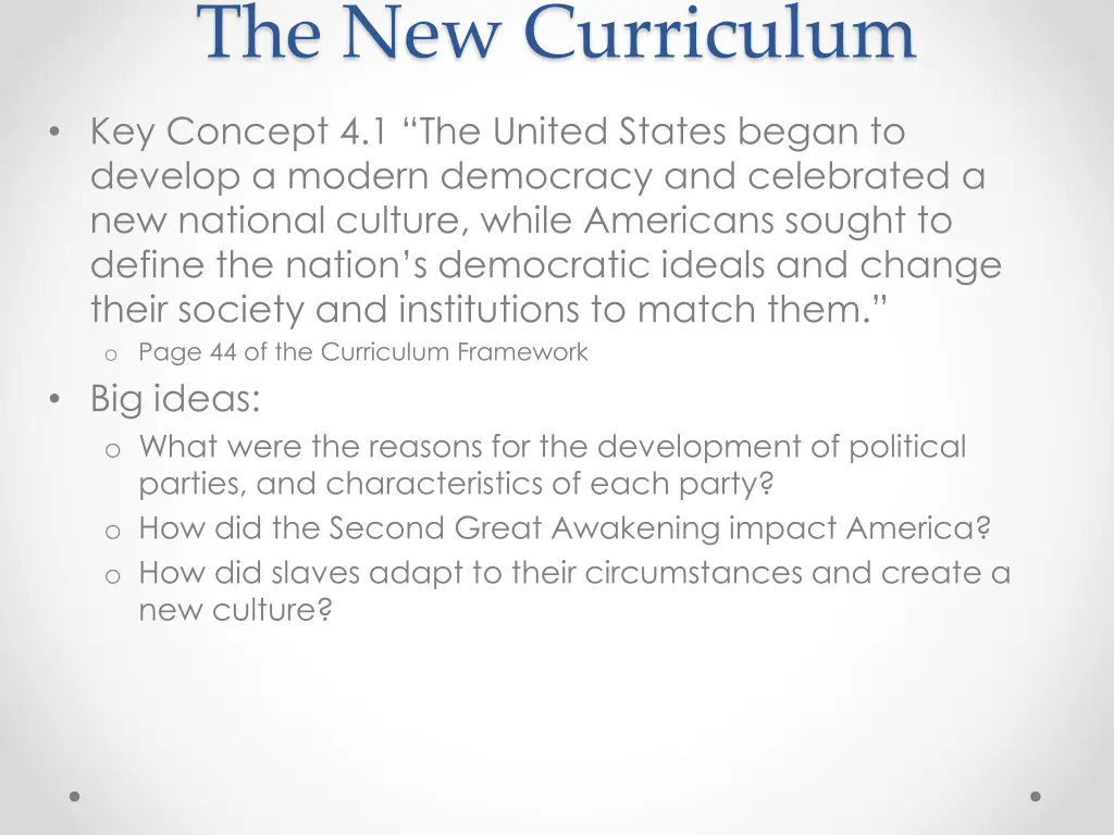 the new curriculum