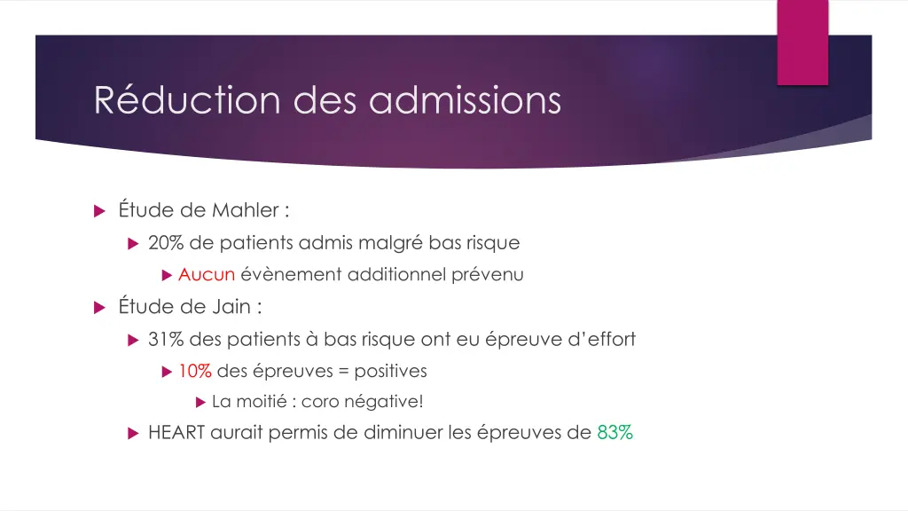 r duction des admissions