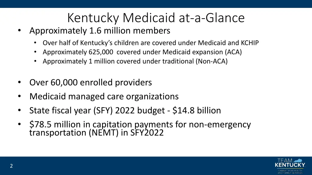 kentucky medicaid at a glance approximately