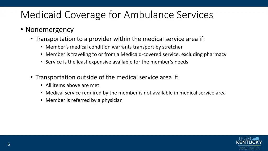 medicaid coverage for ambulance services 1