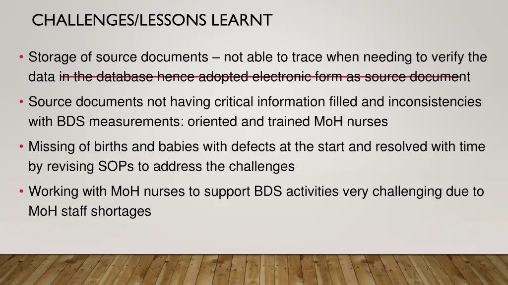 challenges lessons learnt