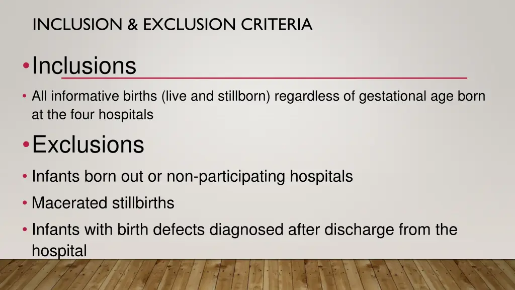 inclusion exclusion criteria