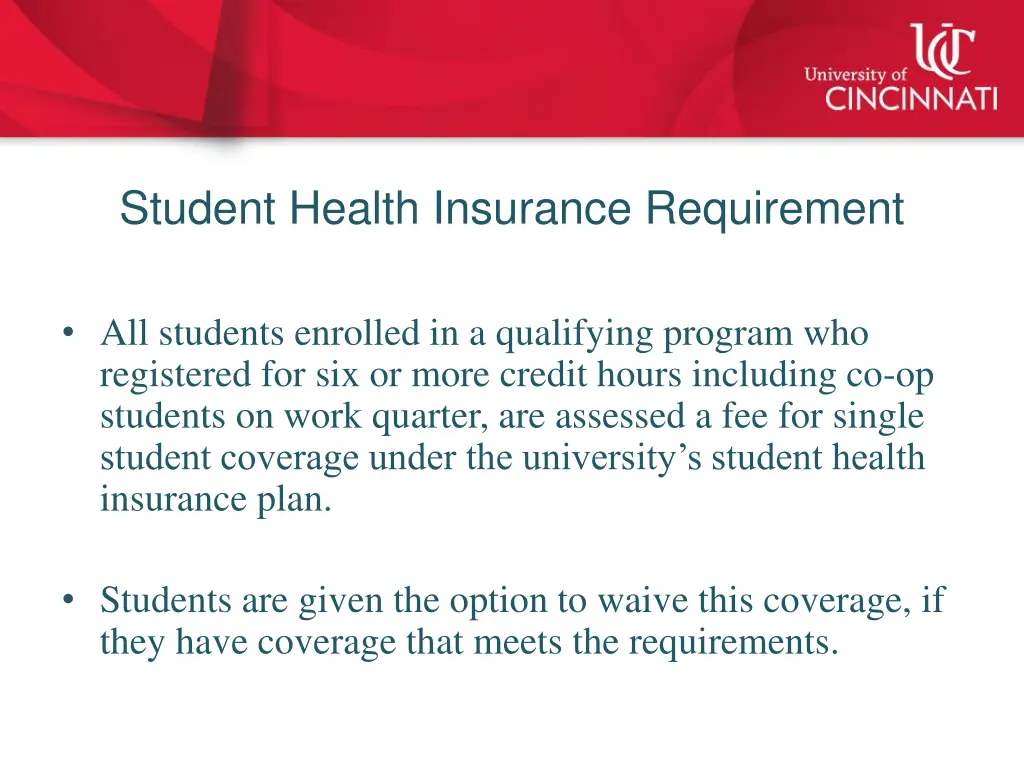 student health insurance requirement