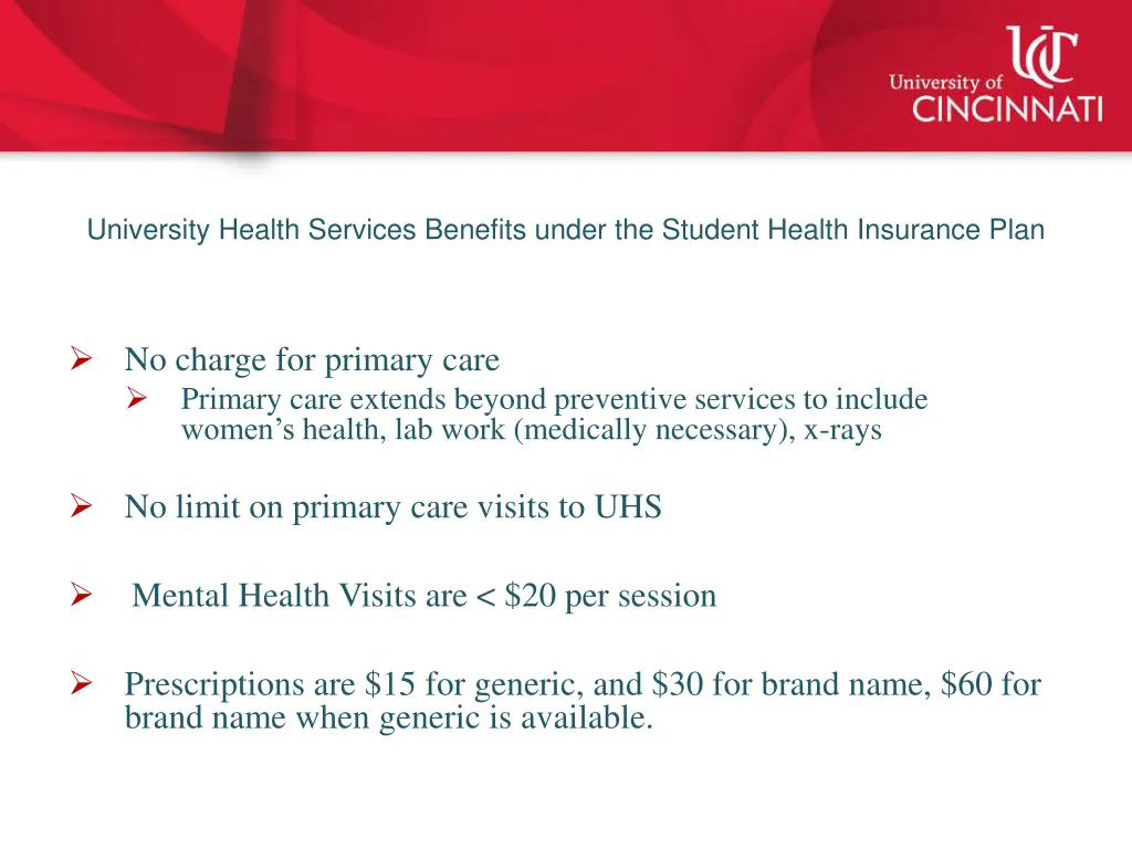 university health services benefits under