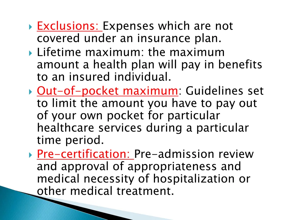 exclusions expenses which are not covered under