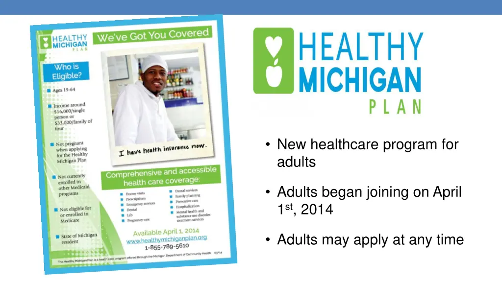 new healthcare program for adults