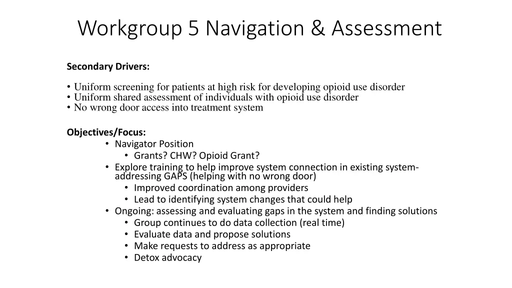 workgroup 5 navigation assessment