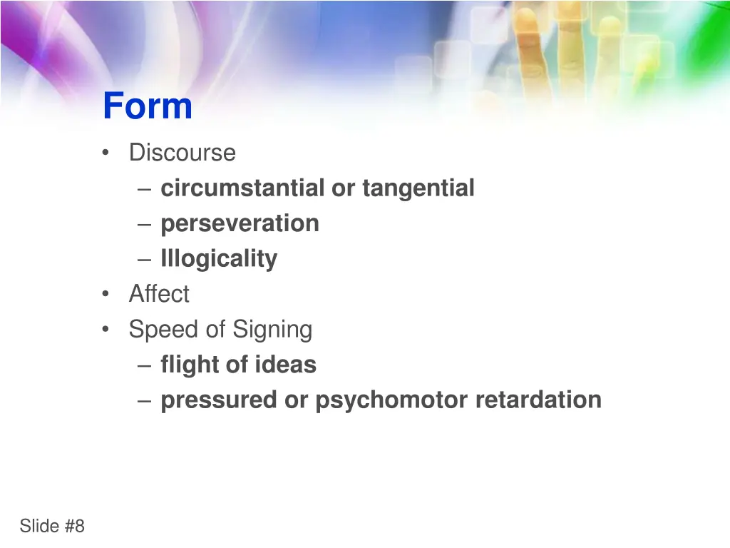 form discourse circumstantial or tangential