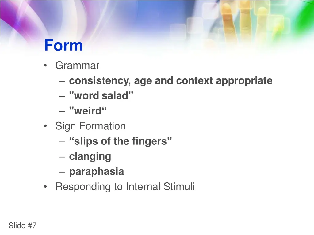 form grammar consistency age and context