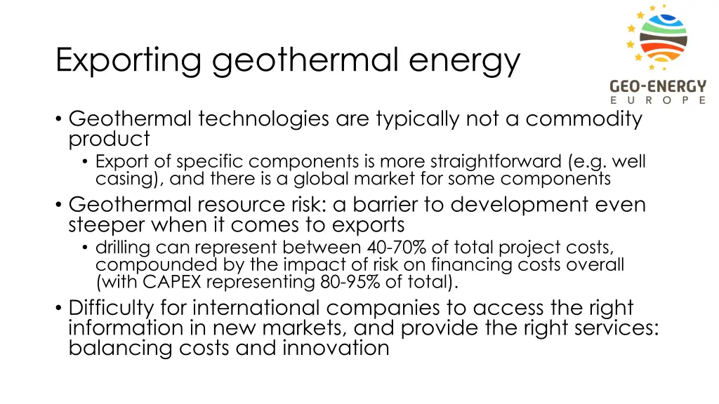 exporting geothermal energy