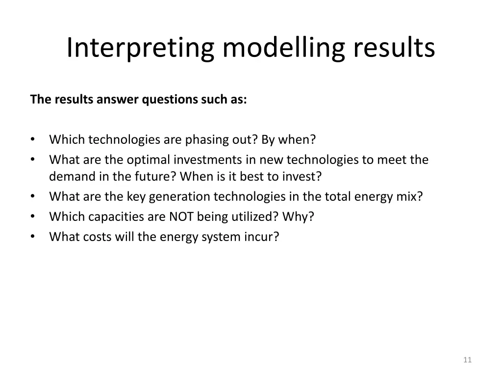 interpreting modelling results