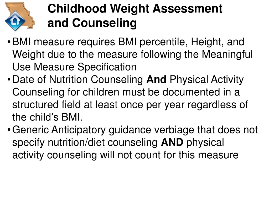 childhood weight assessment and counseling