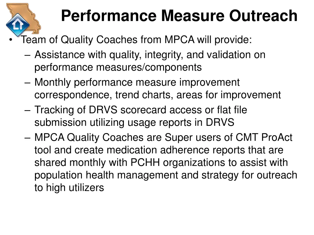 performance measure outreach