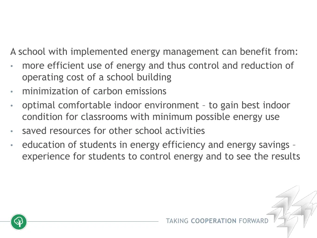 a school with implemented energy management