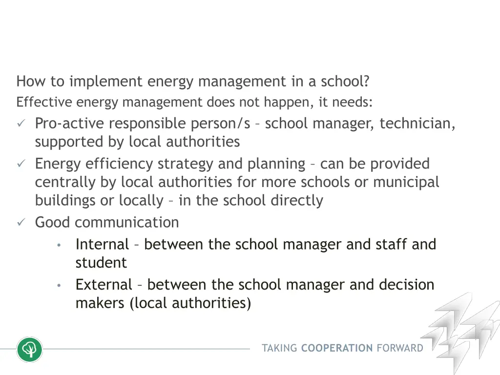 how to implement energy management in a school