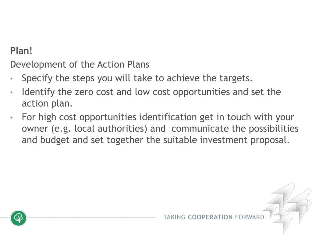 plan development of the action plans specify